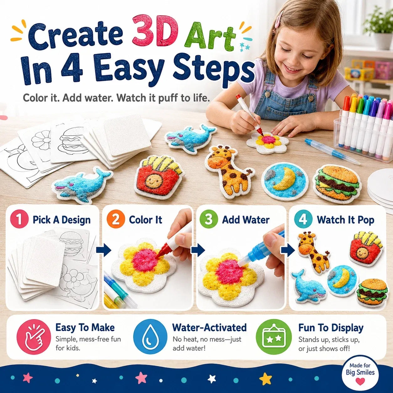 Four easy steps for creating water-activated 3D art
