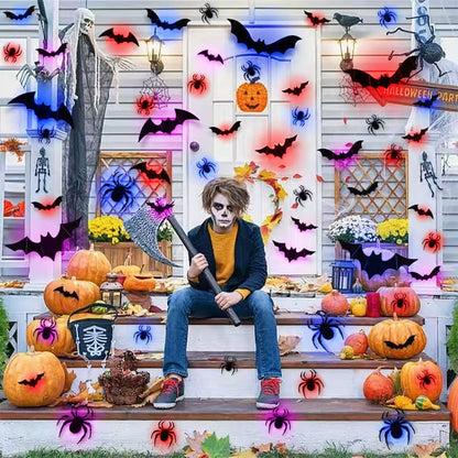 🔥Last Day Buy 6 Get 6🔥Halloween 3D Spider and Bat LED Lights👻🦇🕷️🕸️