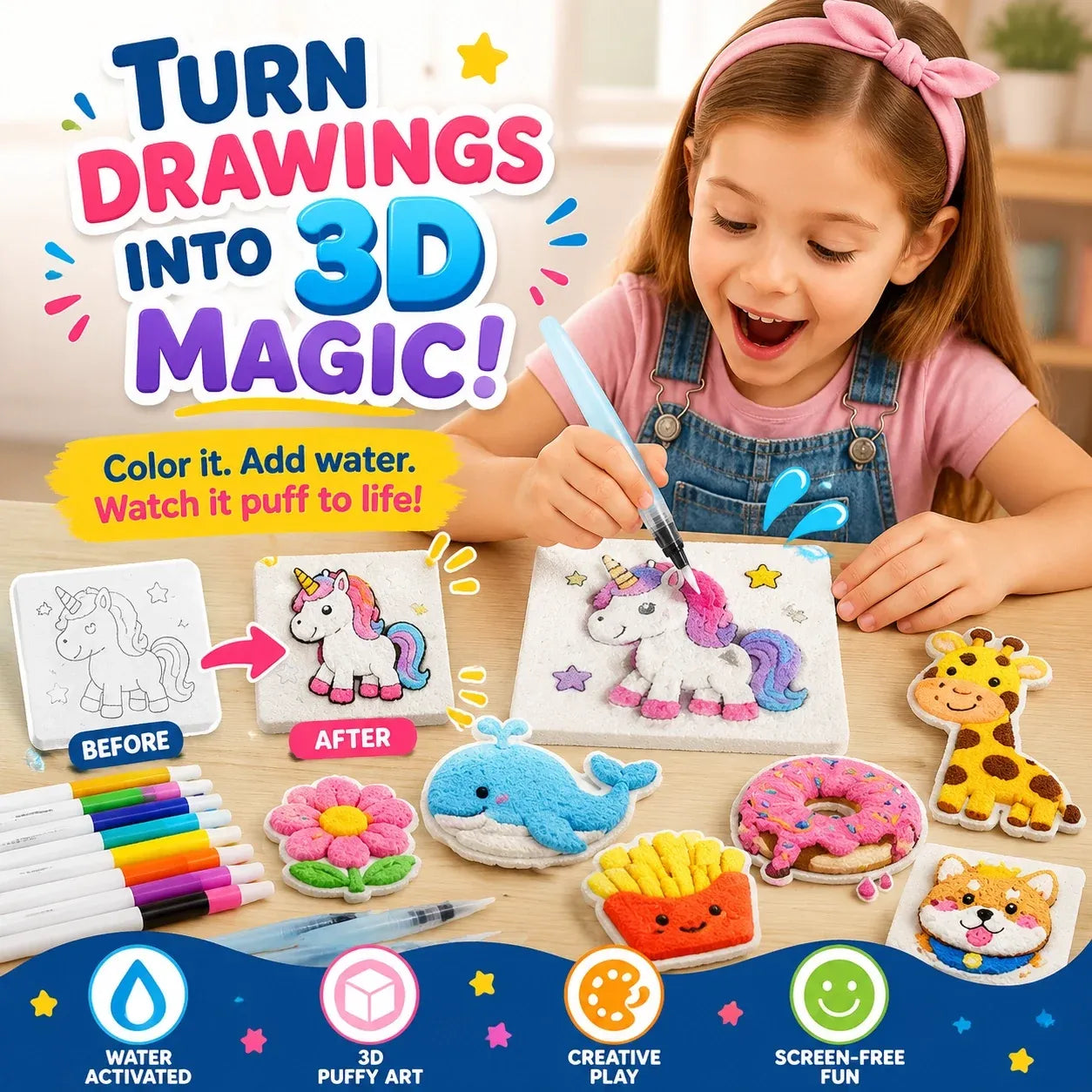 🔥Last Day 69% off🔥3D Puffy Texture Paper- Turn Simple Drawings Into Fun Puffy 3D Art🪄