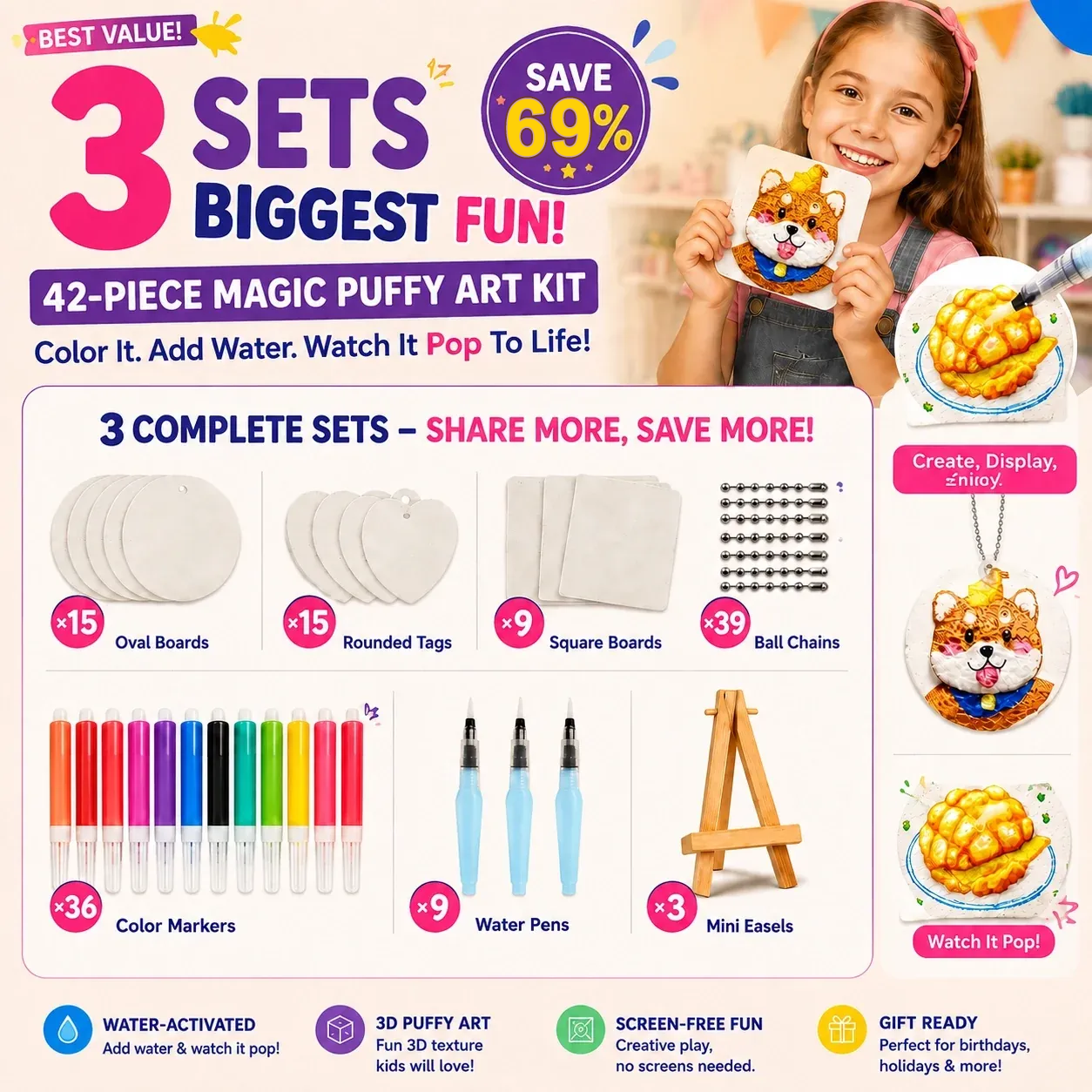 🔥Last Day 69% off🔥3D Puffy Texture Paper- Turn Simple Drawings Into Fun Puffy 3D Art🪄