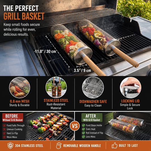 🔥SUMMER COOKOUT SALE🔥Buy 2, Get Free Shipping📦Rollender Grillkorb
