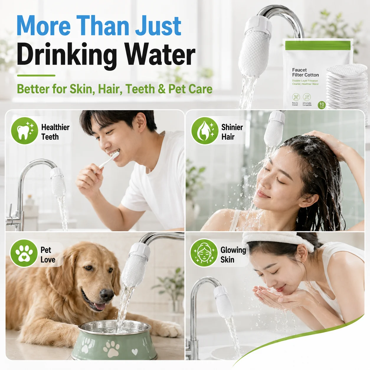 Everyday faucet filter uses for kitchen bathroom and pet routines
