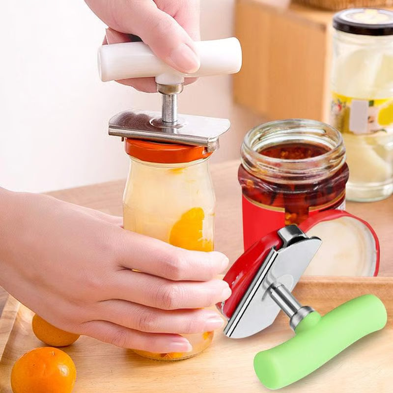 Adjustable jar opener being used on a sealed glass jar