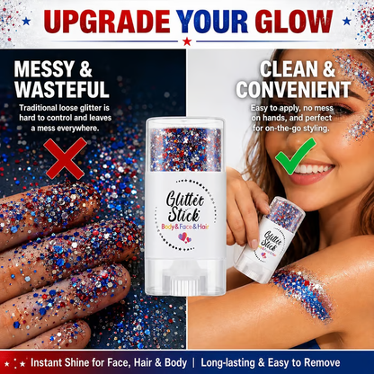 🔥LAST DAY -BUY 2 GET 2 FREE-$9.99 EACH🎁Red, White & Blue Glitter Body Stick
