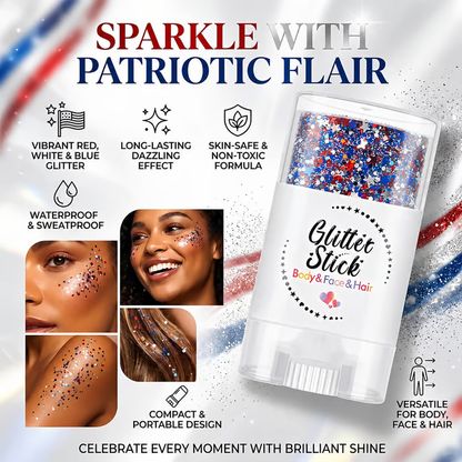 🔥LAST DAY -BUY 2 GET 2 FREE-$9.99 EACH🎁Red, White & Blue Glitter Body Stick