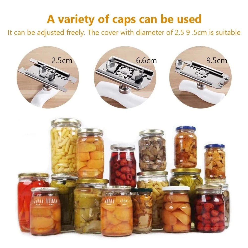 Adjustable jar opener fitting lids from 2.5 to 9.5 centimeters