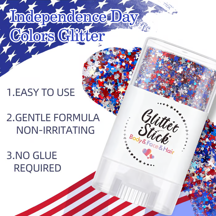 🔥LAST DAY -BUY 2 GET 2 FREE-$9.99 EACH🎁Red, White & Blue Glitter Body Stick