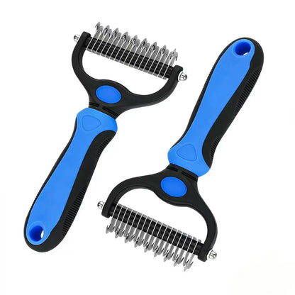 🔥LAST DAY -BUY 1 GET 1 FREE-$11.5 EACH🎁Double-Sided Pet Dematting Rake – Undercoat Grooming Tool for Long-Haired Dogs & Cats