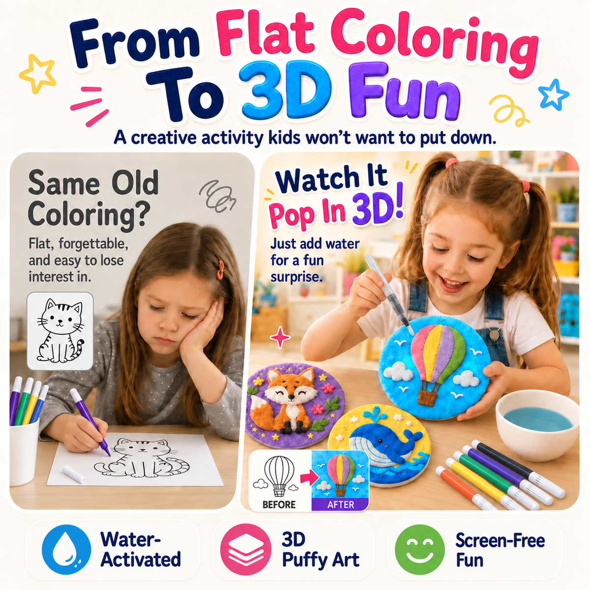 🔥Last Day 69% off🔥3D Puffy Texture Paper- Turn Simple Drawings Into Fun Puffy 3D Art🪄