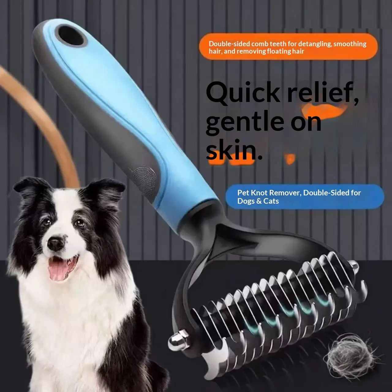🔥LAST DAY -BUY 1 GET 1 FREE-$11.5 EACH🎁Double-Sided Pet Dematting Rake – Undercoat Grooming Tool for Long-Haired Dogs & Cats