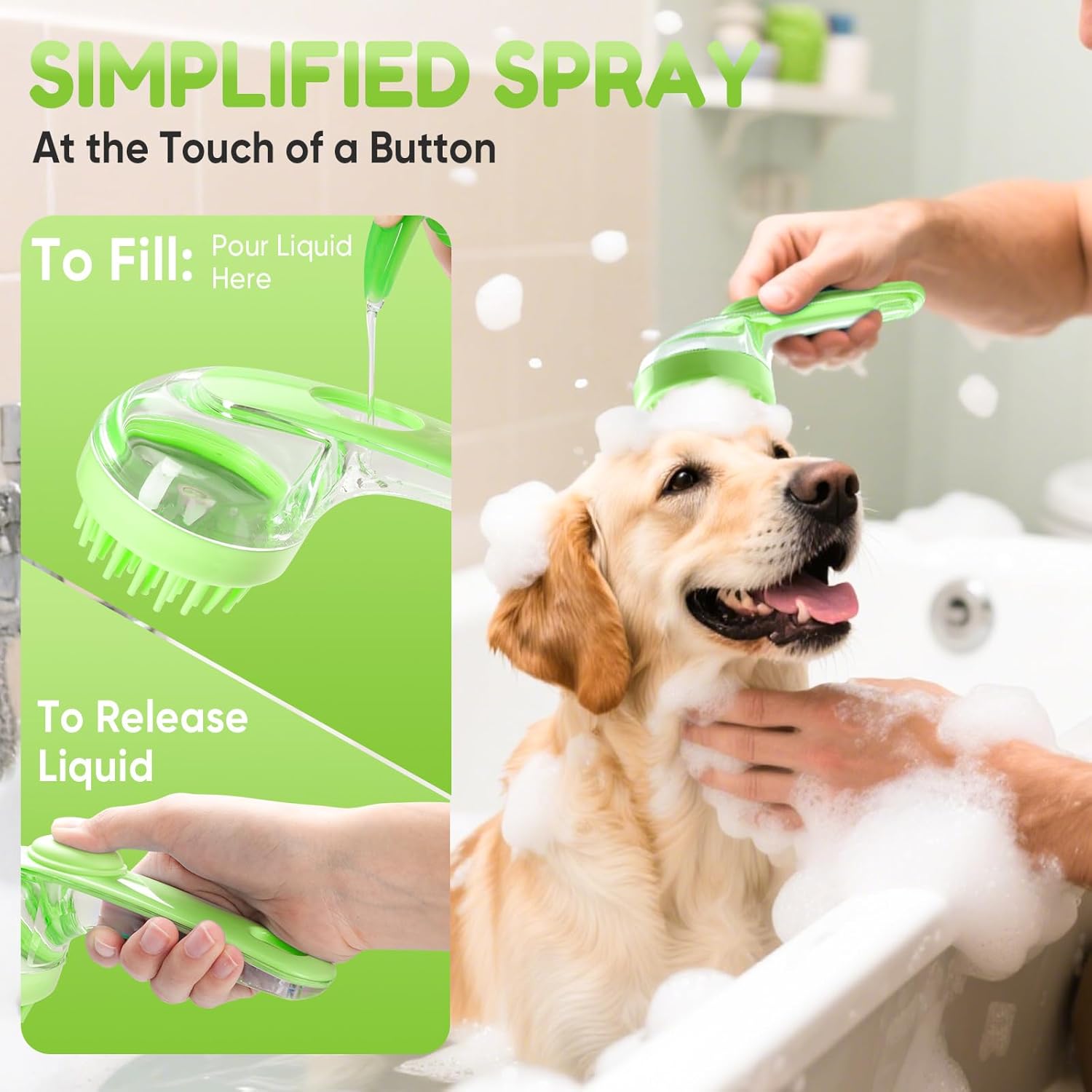 Built-in liquid chamber and one-button shampoo dispensing demonstration