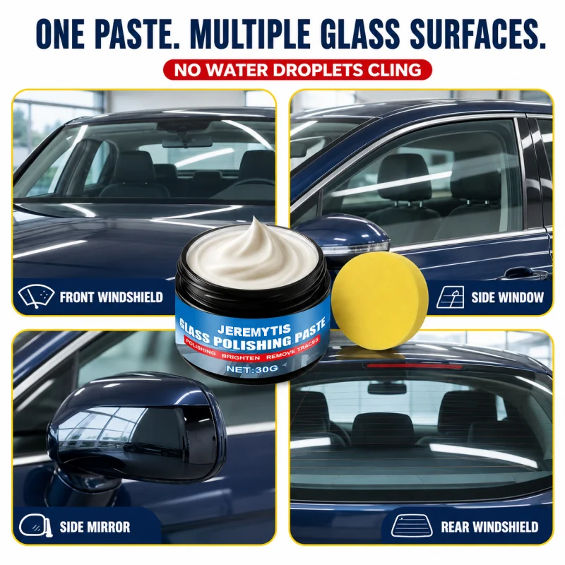 Glass oil film remover paste for windshield side window rear glass and mirror