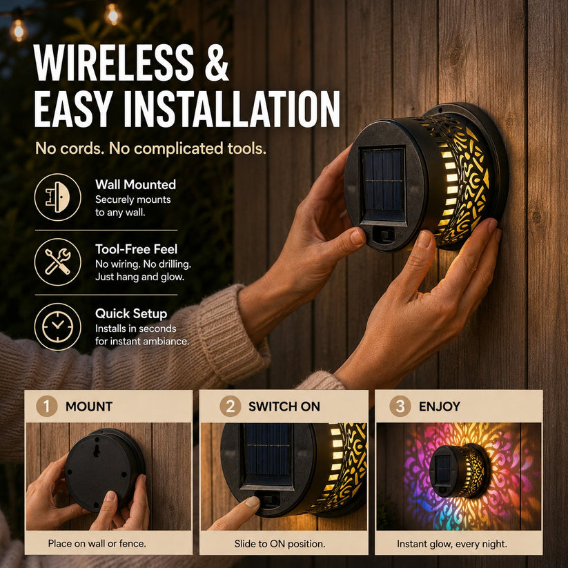 🔥LAST DAY -BUY 1 GET 1 FREE-$14.99 EACH🎁 Solar Mandala Wall Light🥇- Waterproof Outdoor Garden Fence Projector Lamp with Magical Ambient Glow🪐🌌