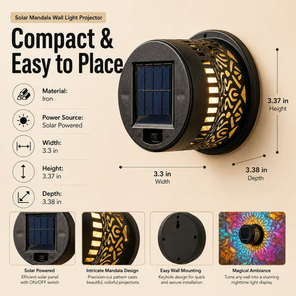 🔥LAST DAY -BUY 1 GET 1 FREE-$14.99 EACH🎁 Solar Mandala Wall Light🥇- Waterproof Outdoor Garden Fence Projector Lamp with Magical Ambient Glow🪐🌌