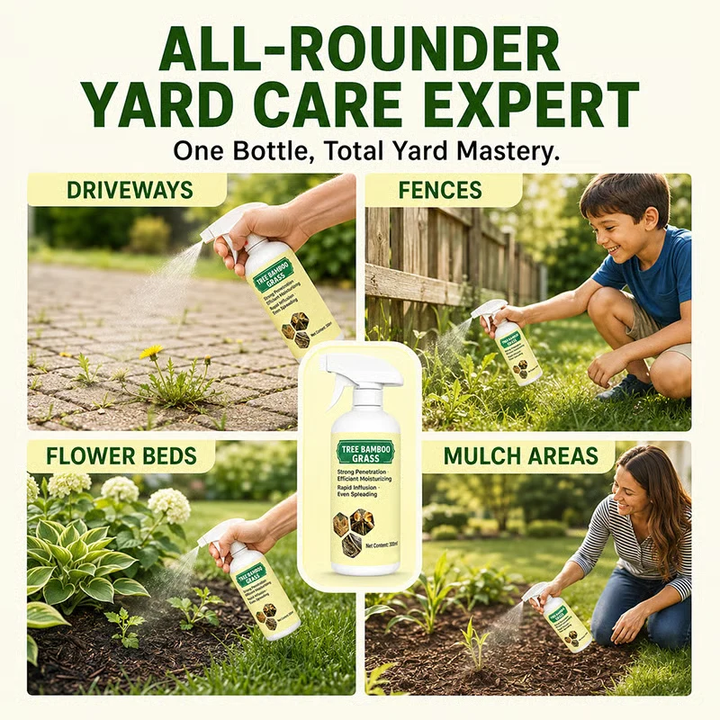 Weed control spray shown in multiple yard and outdoor areas