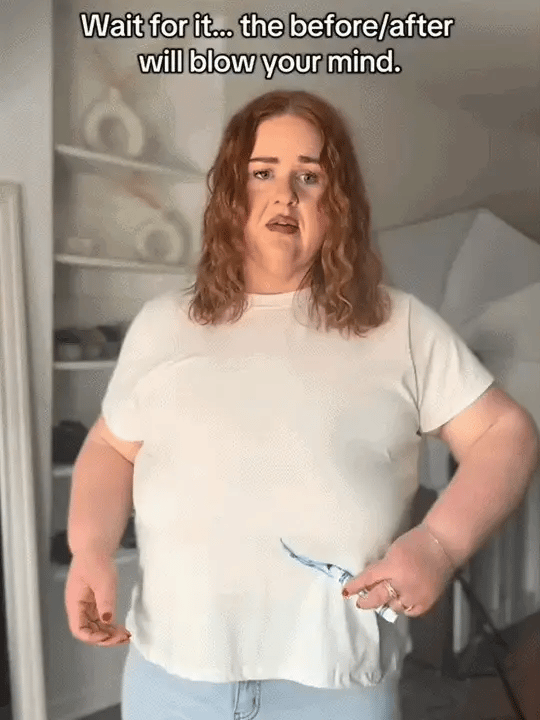 Before and after appearance beneath a fitted T-shirt