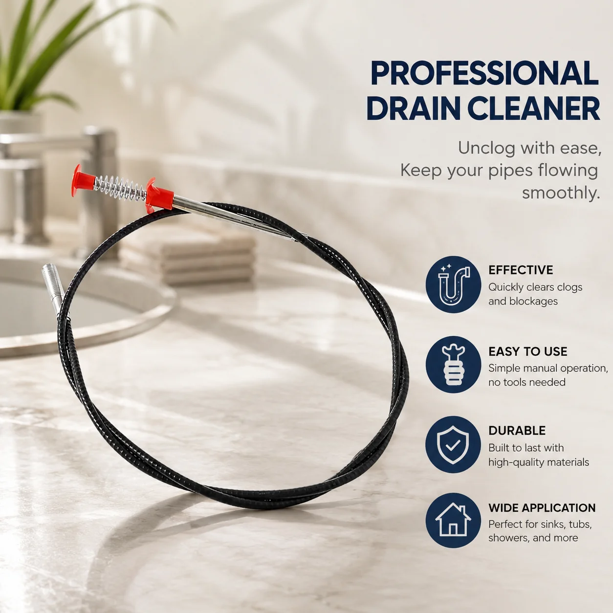 Professional flexible manual drain cleaner
