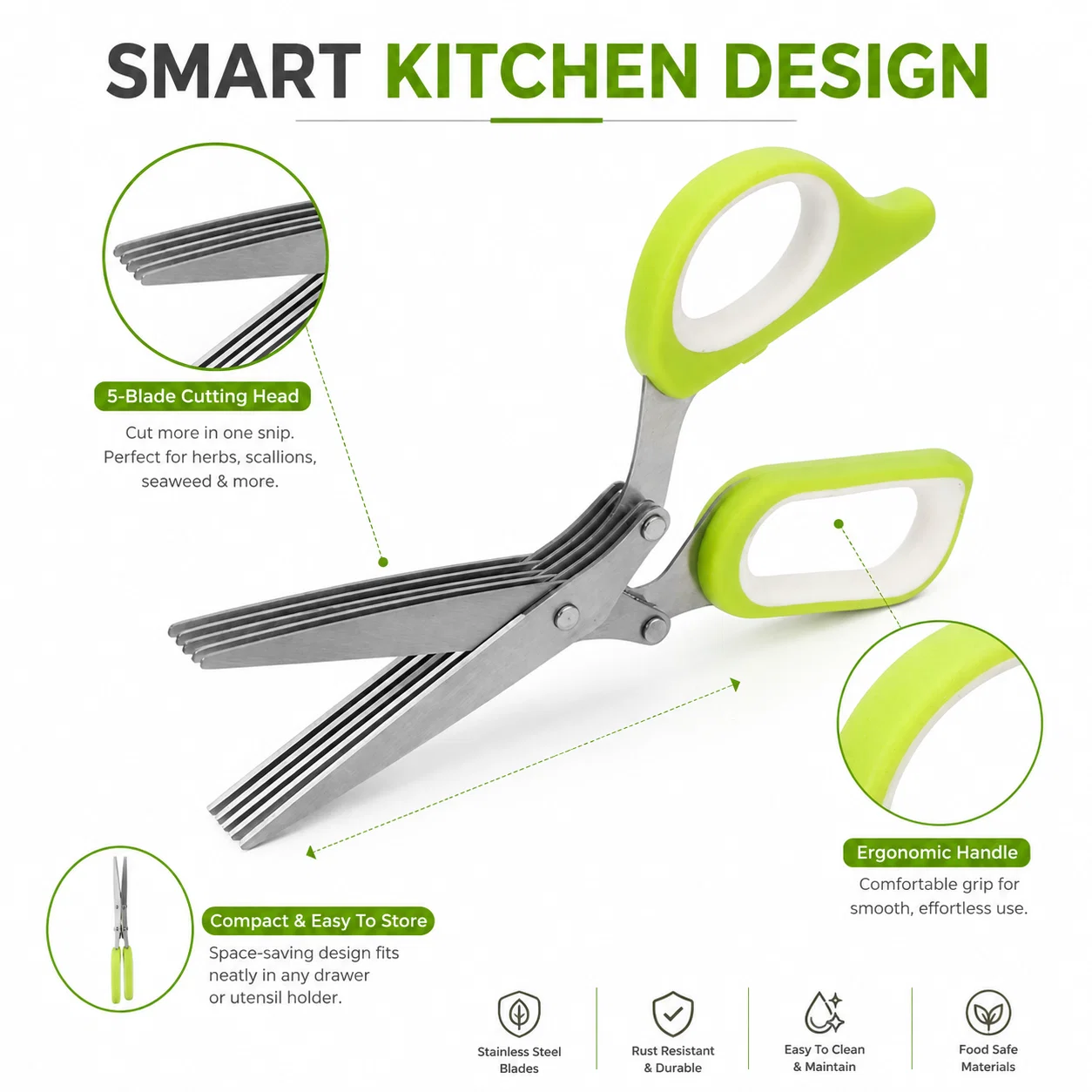 Five blade herb scissors smart kitchen design