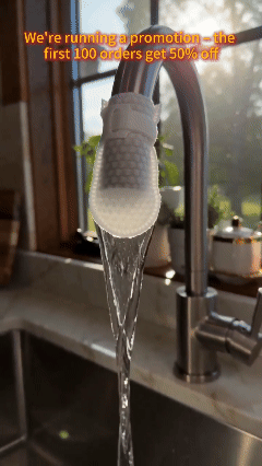 Faucet filter in use under running water