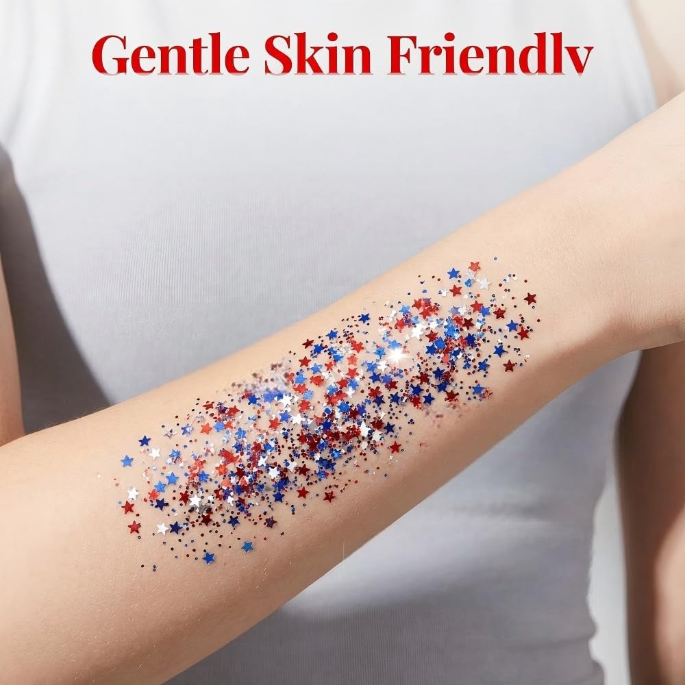 🔥LAST DAY -BUY 2 GET 2 FREE-$9.99 EACH🎁Red, White & Blue Glitter Body Stick