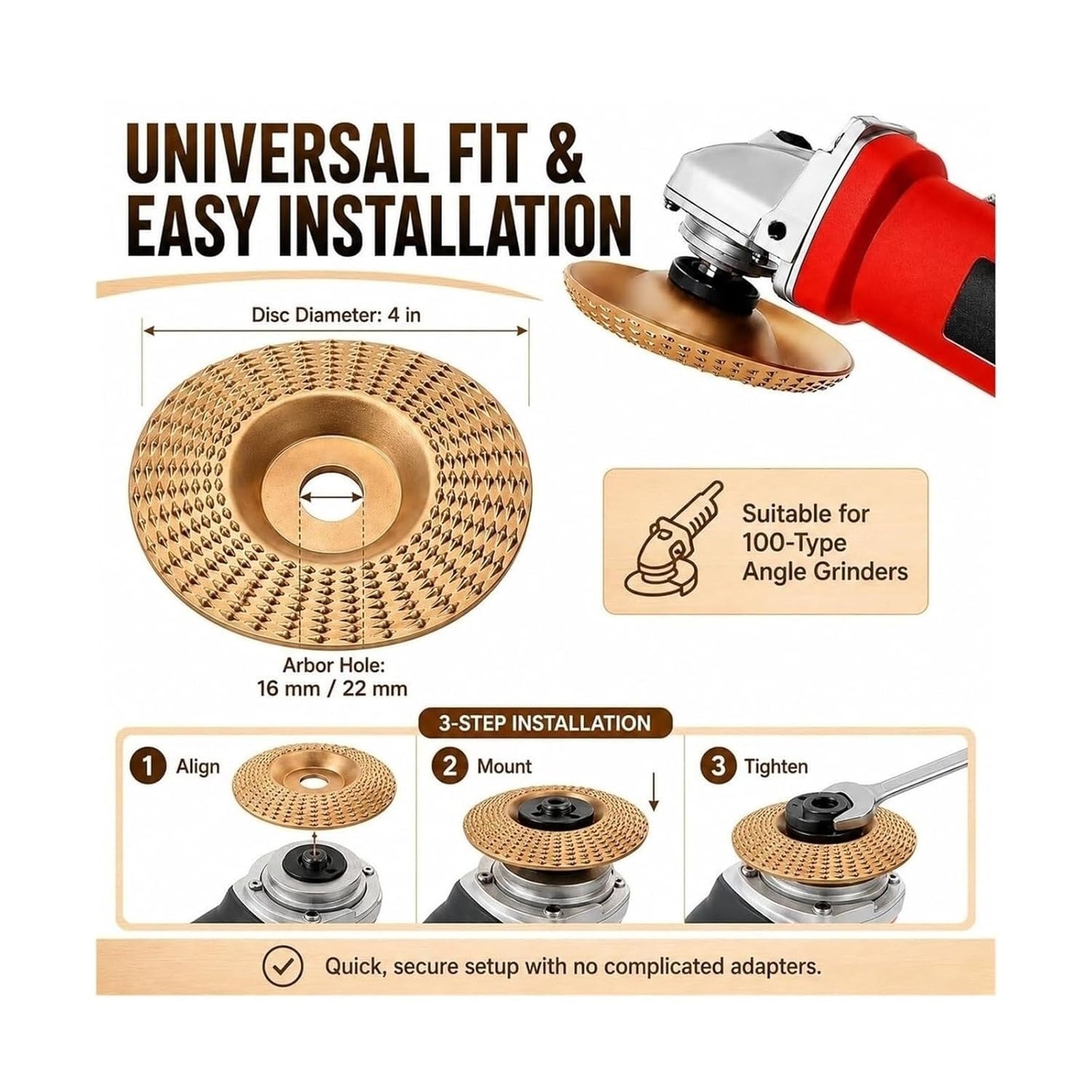 Pack of 3 grinding discs