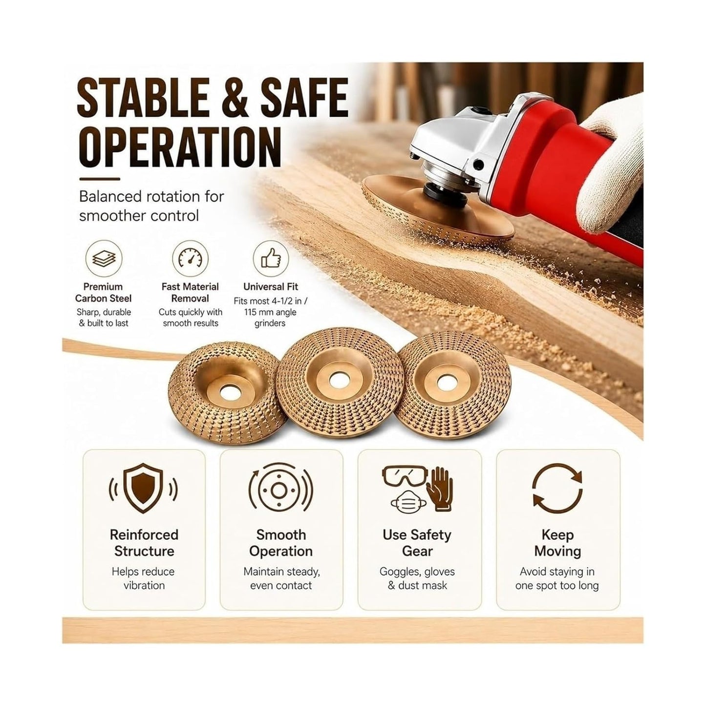 Pack of 3 grinding discs