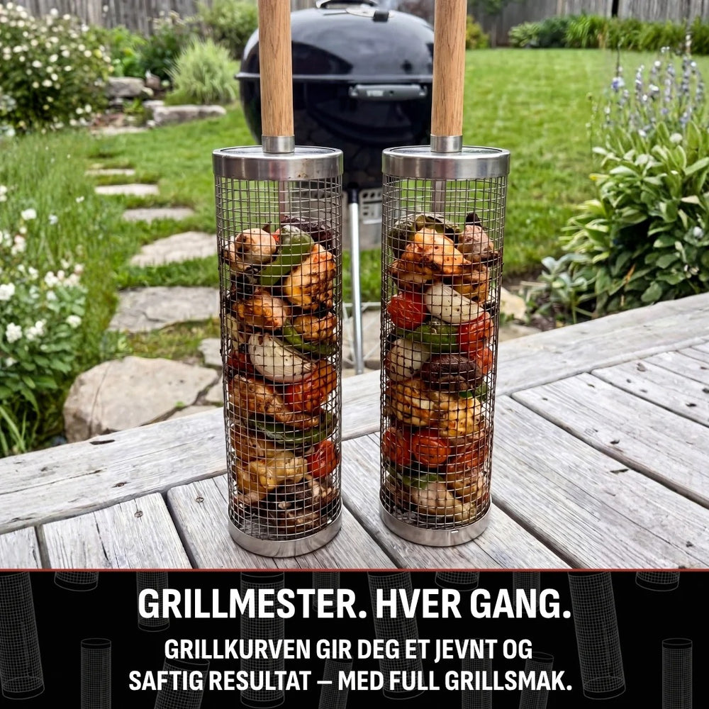 Loading food into the grill basket