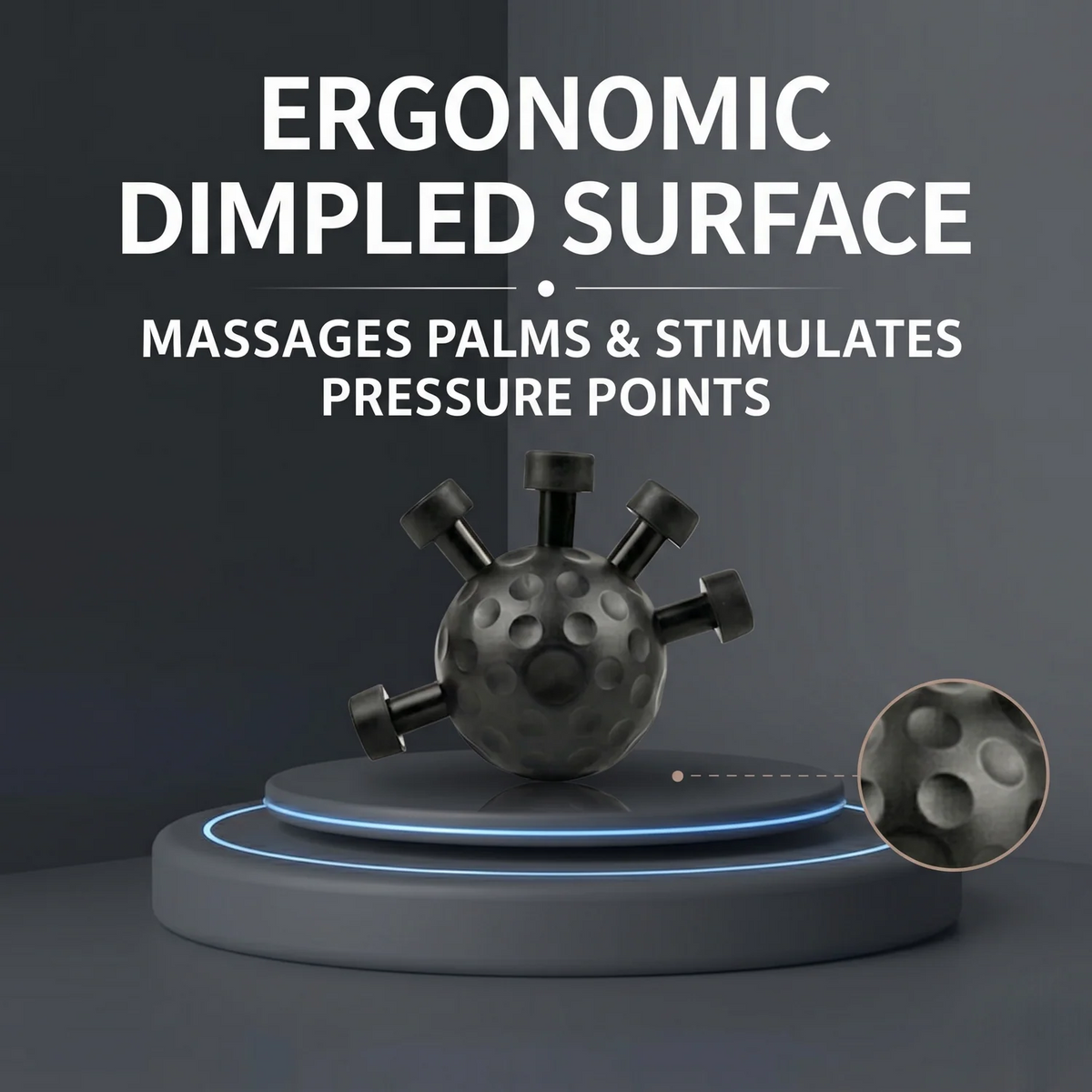Close-up of dimpled ergonomic surface on forearm trainer