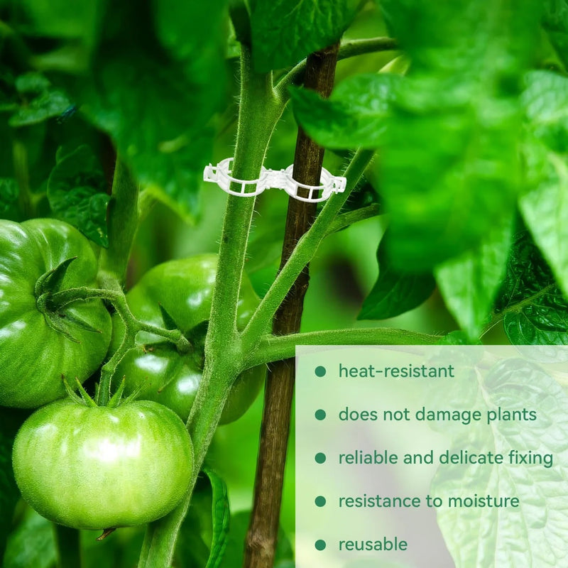 Tomato plant clips for garden trellis