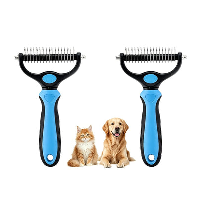 🔥LAST DAY -BUY 1 GET 1 FREE-$11.5 EACH🎁Double-Sided Pet Dematting Rake – Undercoat Grooming Tool for Long-Haired Dogs & Cats