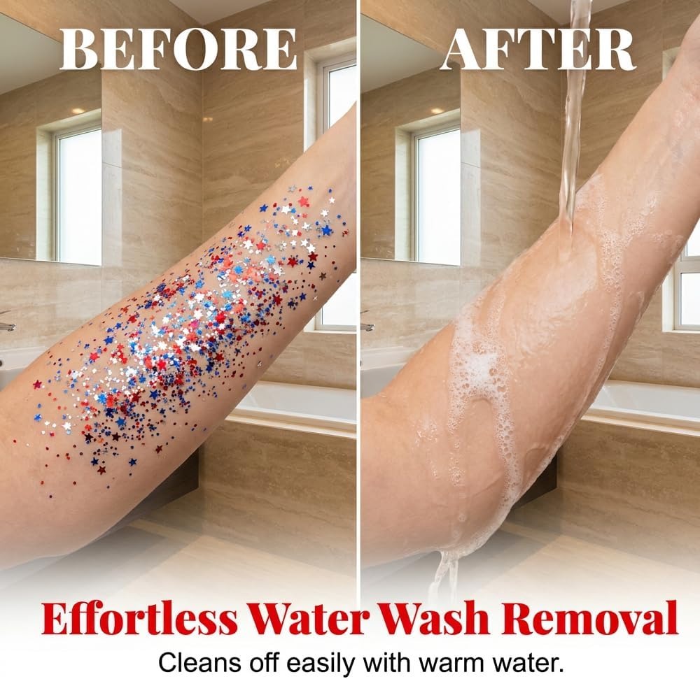 🔥LAST DAY -BUY 2 GET 2 FREE-$9.99 EACH🎁Red, White & Blue Glitter Body Stick