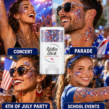 🔥LAST DAY -BUY 2 GET 2 FREE-$9.99 EACH🎁Red, White & Blue Glitter Body Stick