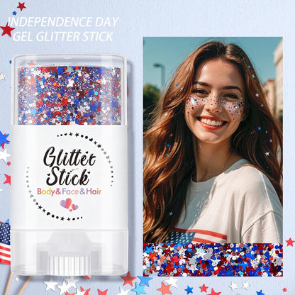 🔥LAST DAY -BUY 2 GET 2 FREE-$9.99 EACH🎁Red, White & Blue Glitter Body Stick