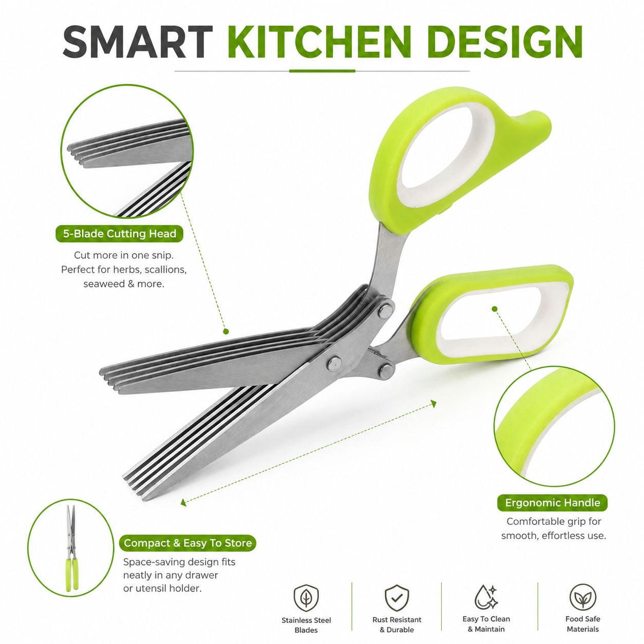 🔥Last Day 49% off🔥5-Blade Stainless✂️Steel Kitchen Shears